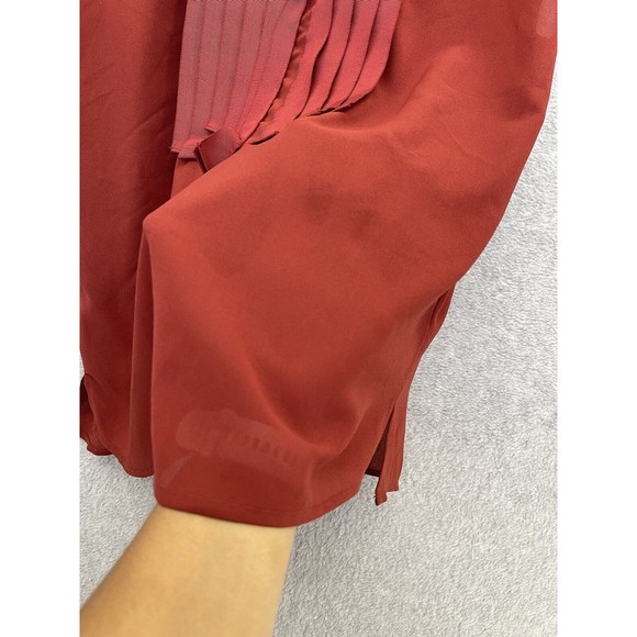 J.Crew Women's Keyhole Burnt Orange Cap Sleeve Blouse Pleated Size 00 - Picture 3 of 12